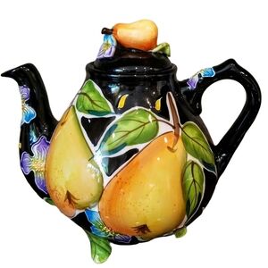 Blue Sky Black and Yellow Ceramic Art Teapot